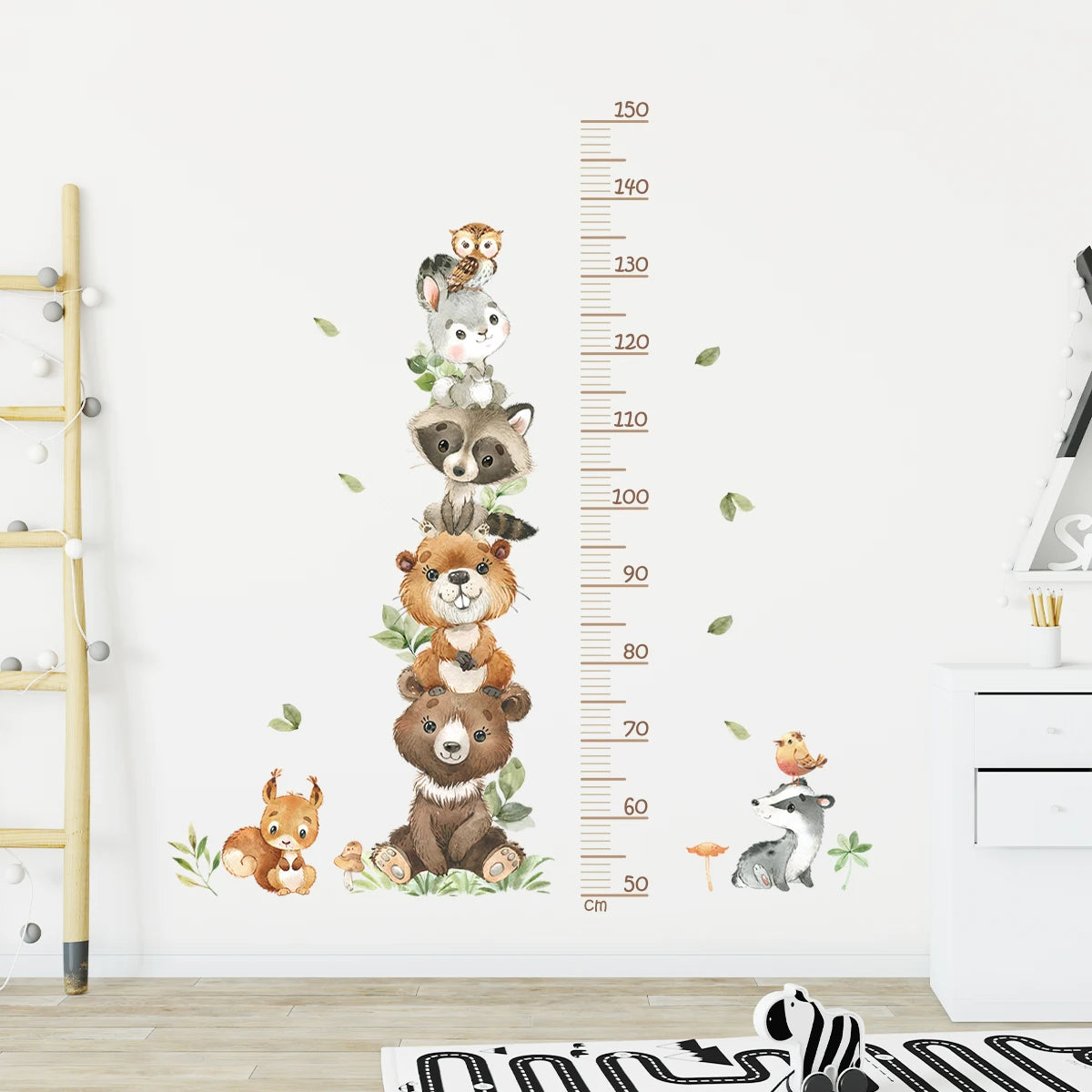 🌈📏 Cute Kids Height Chart Wall Stickers – Removable PVC Growth Ruler 🚀🐻
