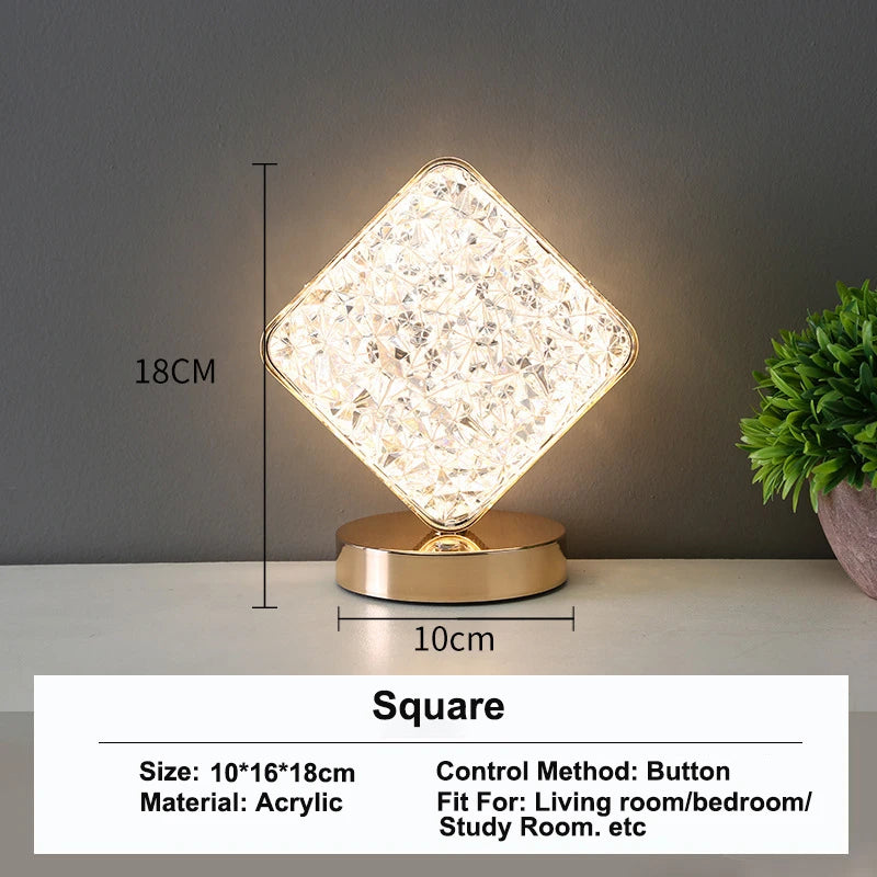 ✨ Crystal 3D Touch Lamp – Ball / Star / Cube / Moon / Track ✨