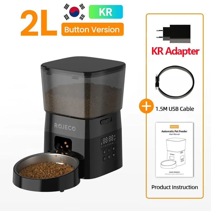 🐾 Automatic Pet Feeder – 2L Smart Button Version