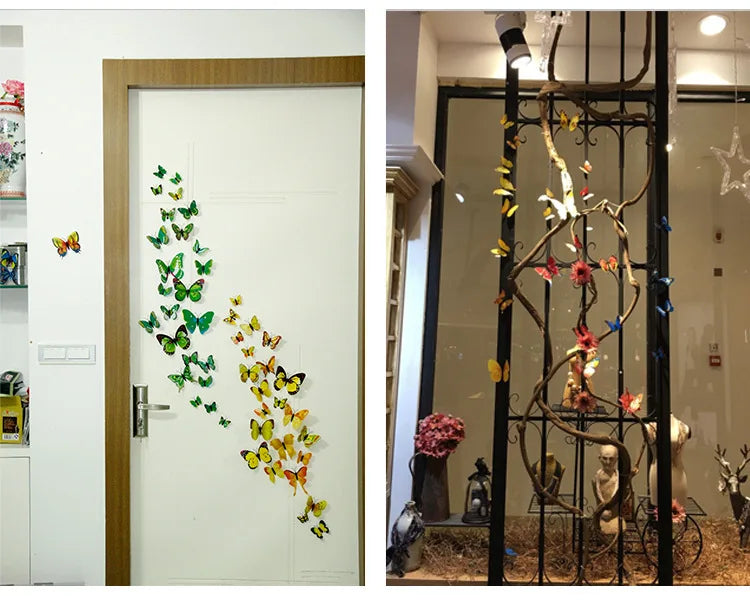 🌈 3D Butterfly Wall Stickers – Double-Layer Decorative Set (12pcs) 🦋✨