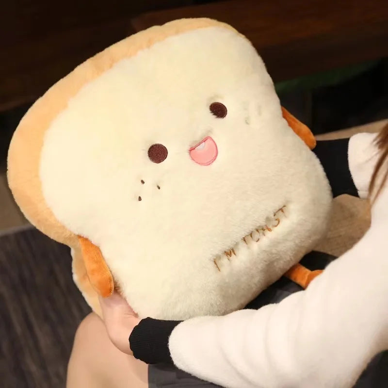 🍞 Cute Toast Plush Pillow – 35cm Cartoon Bread Cushion