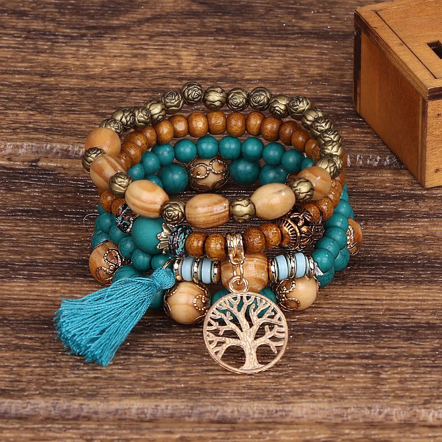 🌿 Tree of Life Charm Bracelet – Boho Unisex Adjustable Bracelet ✨
