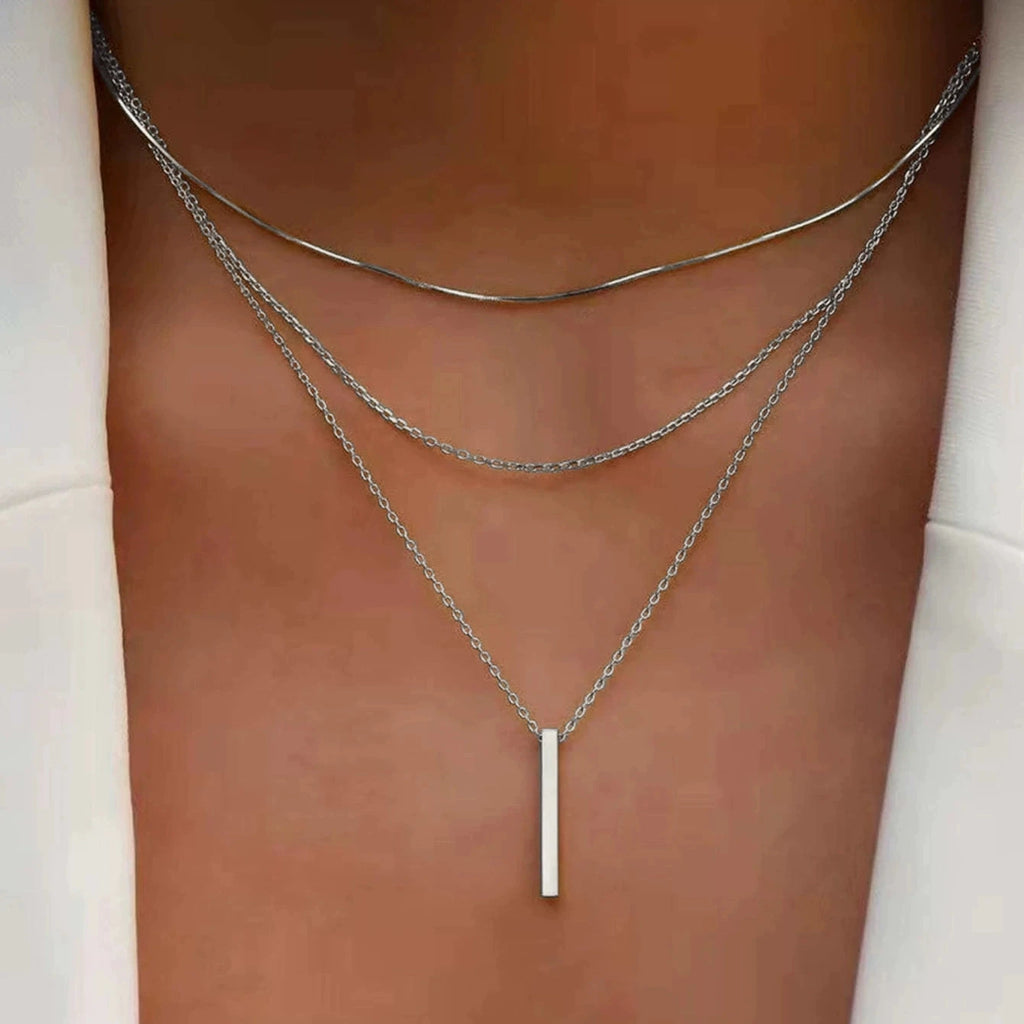 Minimalist Fine Bar Pendant Necklace for Women ✨ | Elegant Slim Charm Jewelry