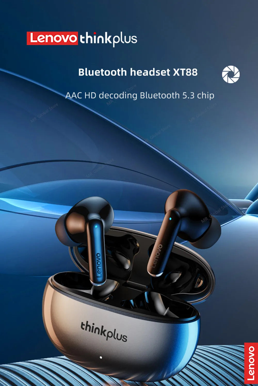 🎧 Lenovo Bluetooth 5.3 Dual-Mixed Stereo Earbuds – Noise Reduction, Deep Bass & Smart Touch Control ✨
