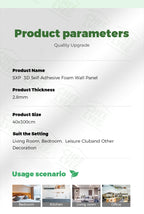 3D Textured Peel-&-Stick Wall Panels – DIY Foam Wallpaper Roll (40×300 cm) | Home Decor Upgrade 🏡✨