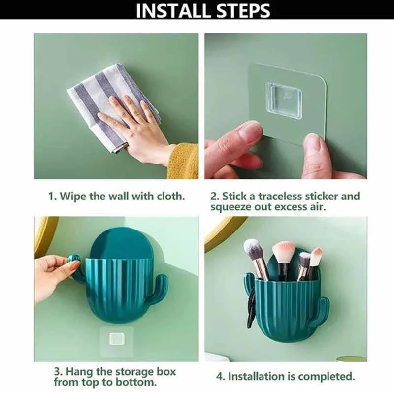 Cactus Wall Holder 🌵 - Toothbrush Holder / Multi-purpose Remote Control Holder