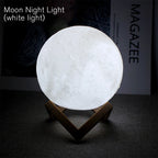 3D Lunar Lamp with Stand - Rechargeable LED Night Light 🌙✨