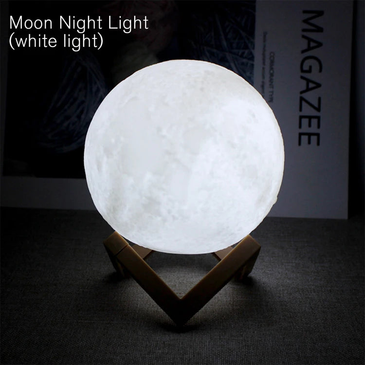 3D Lunar Lamp with Stand - Rechargeable LED Night Light 🌙✨