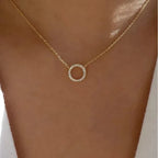 ✨ Crystal Circle Pendant Necklace – Elegant Minimalist Jewelry ✨