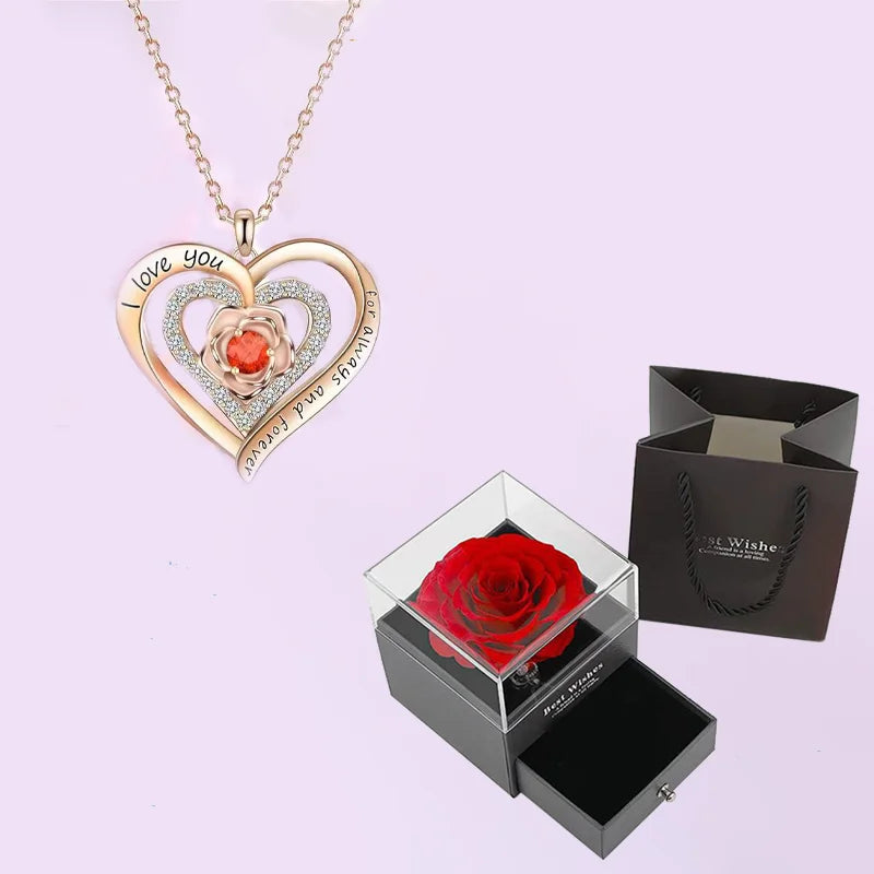 ✨ “Eternal Heart Rose Gift Necklace ❤️🌹”
