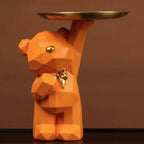 🐻✨ Geometric Bear Tray Statue – Modern Home Decor Accessory