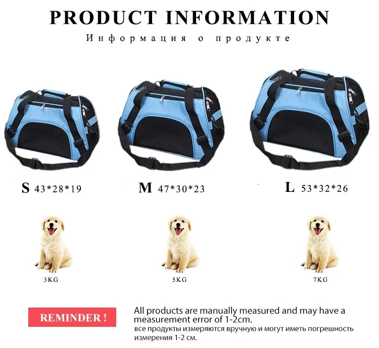🐾 Soft Canvas Pet Carrier – Lightweight & Breathable Travel Bag