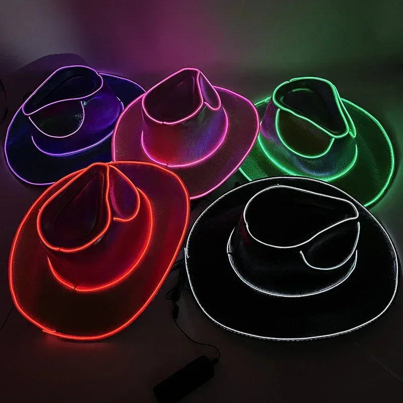 ⭐ ✨ LED Light-Up Cowboy Hat – Colorful Western Party Glow ✨