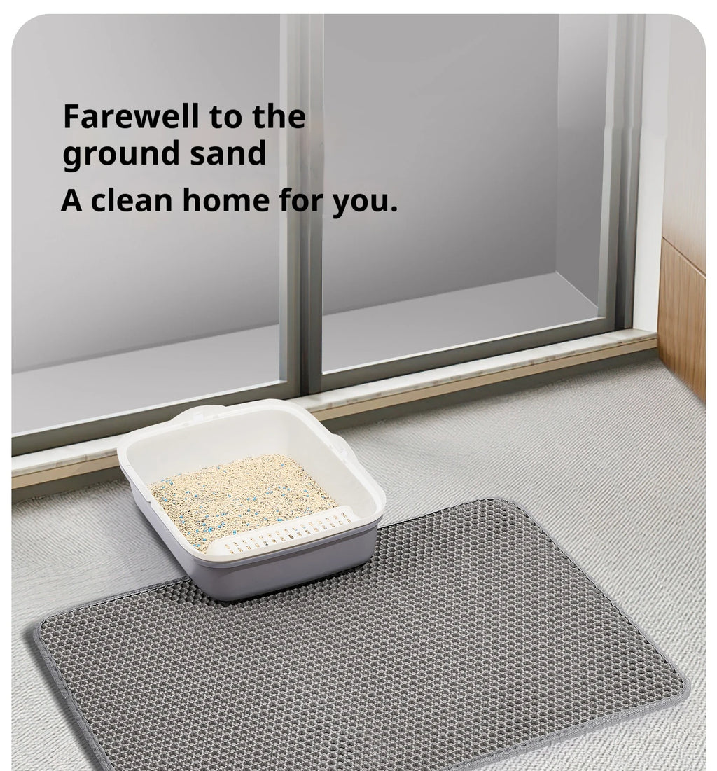 Double-Layer Cat Litter Trapping Mat 🐾 | Waterproof, Easy-Clean & Anti-Tracking