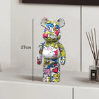 🧸✨ Graffiti Bear Resin Statue – 27cm Artistic Decor Figurine