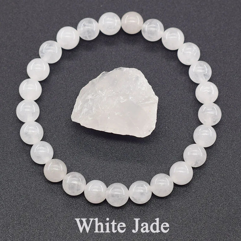 🌈 Natural Stone Energy Bracelet – 8mm Crystal Beads ✨