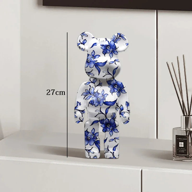 🧸✨ Graffiti Bear Resin Statue – 27cm Artistic Decor Figurine