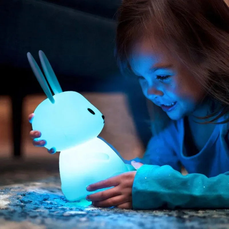 🐰 LED Night Light – Cute Silicone Rabbit Touch Lamp