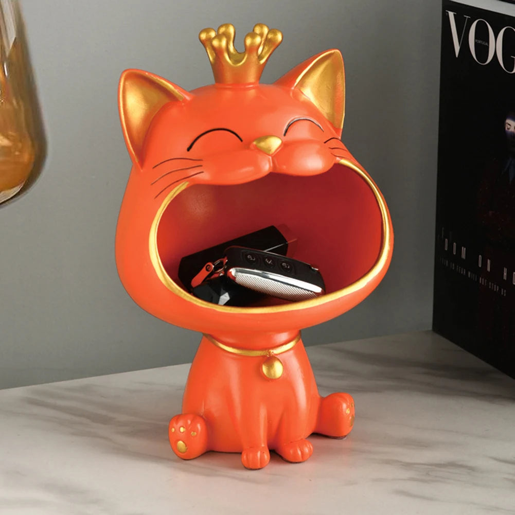 🐱✨ Lucky Cat Storage Statue – Cute Cartoon Catch-All Tray Decor