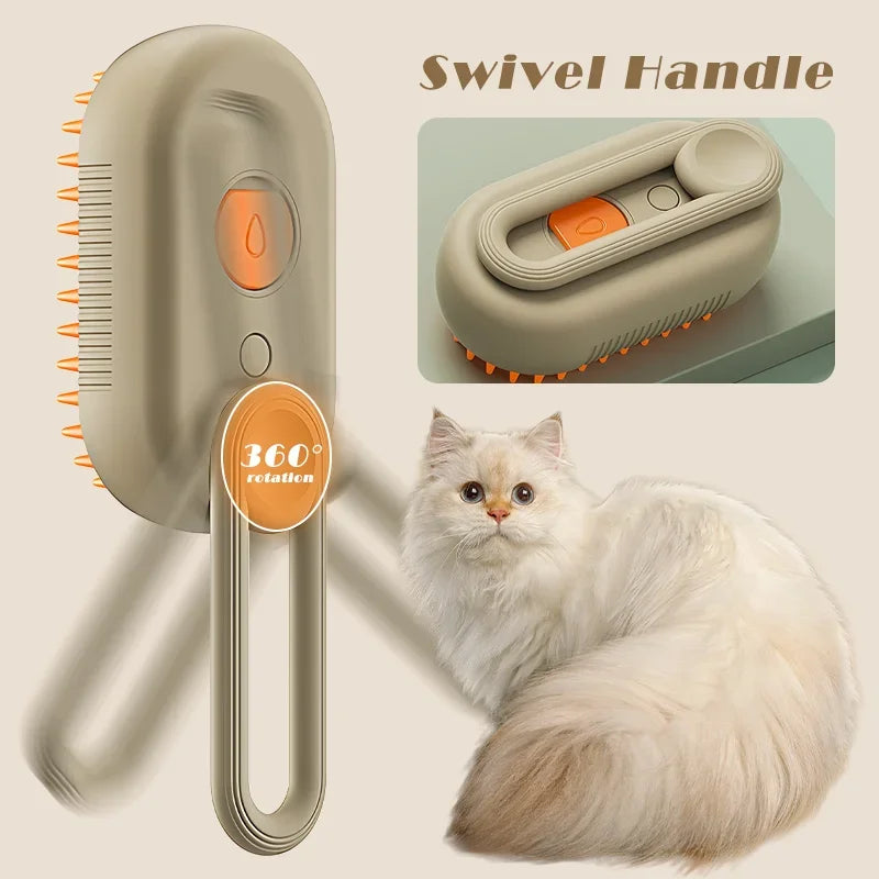 🐾 Steam Pet Grooming Brush 3-in-1 – Electric Vapor Cleaning & Massage Comb 🐾