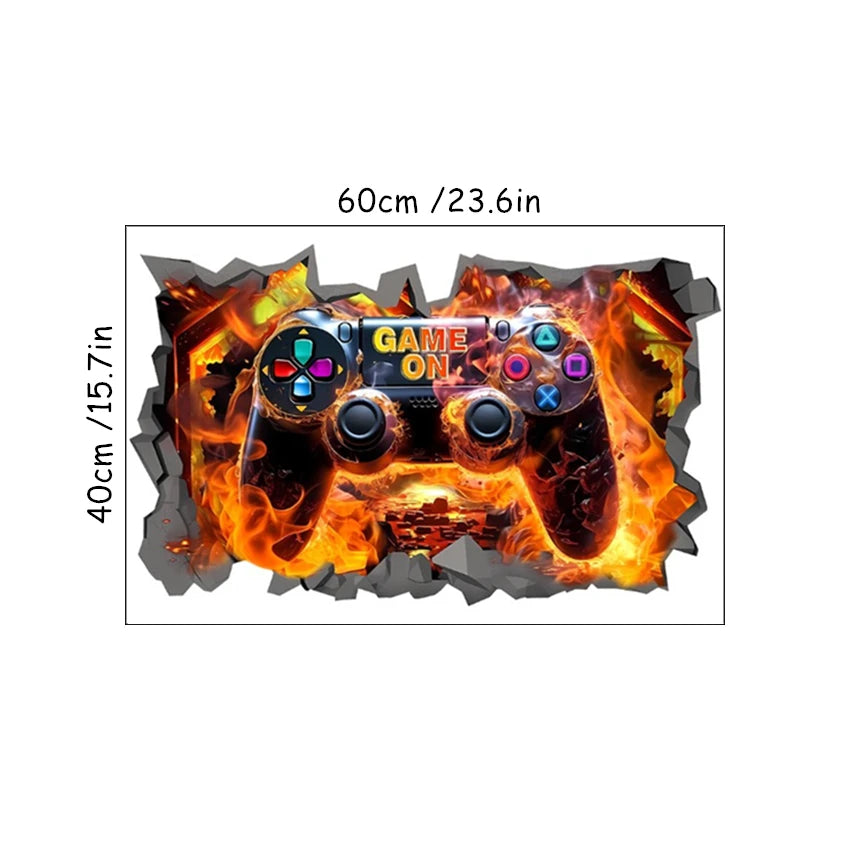 🔥 3D Gamer Wall Stickers – Broken Wall Effect 🎮✨