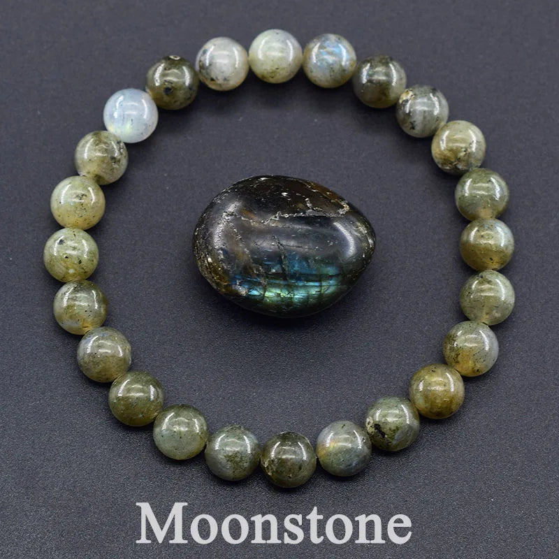 🌈 Natural Stone Energy Bracelet – 8mm Crystal Beads ✨