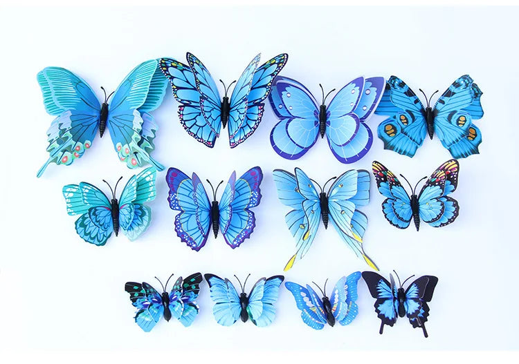 🌈 3D Butterfly Wall Stickers – Double-Layer Decorative Set (12pcs) 🦋✨
