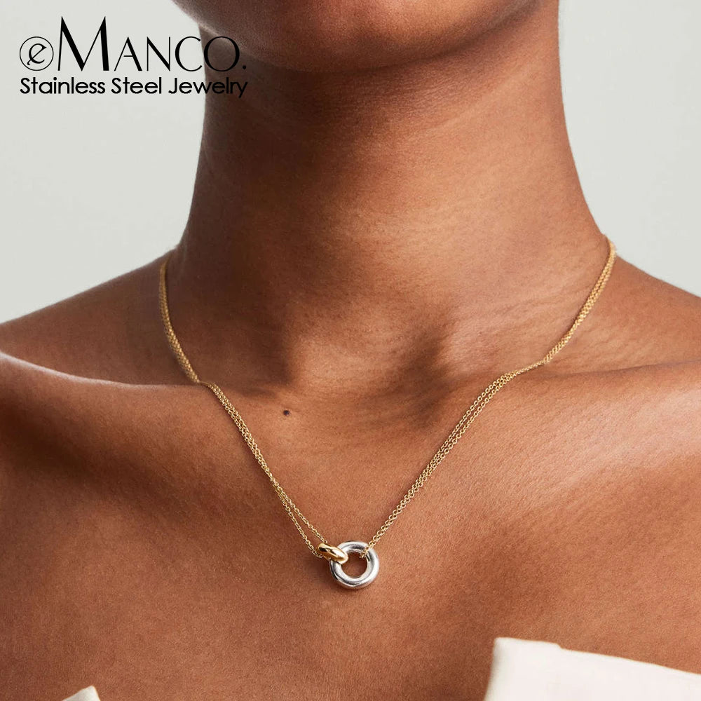 ✨ Elegant Dual-Tone Pendant Necklace – Minimal Chic Jewelry ✨