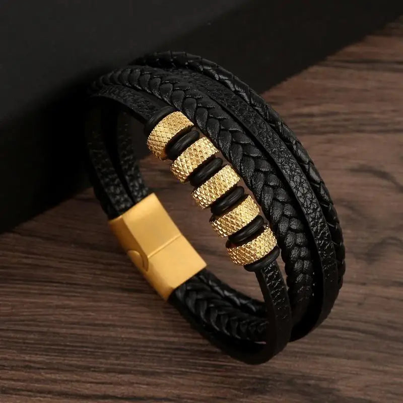 🔥 Leather Wrap Bracelet – Men’s Multi-Layer Wristband (108 Styles) 🔥