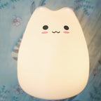 Cute Cat Baby Night Light 🐱✨ – 7 Colours, Touch, Soft Silicone • USB Rechargeable