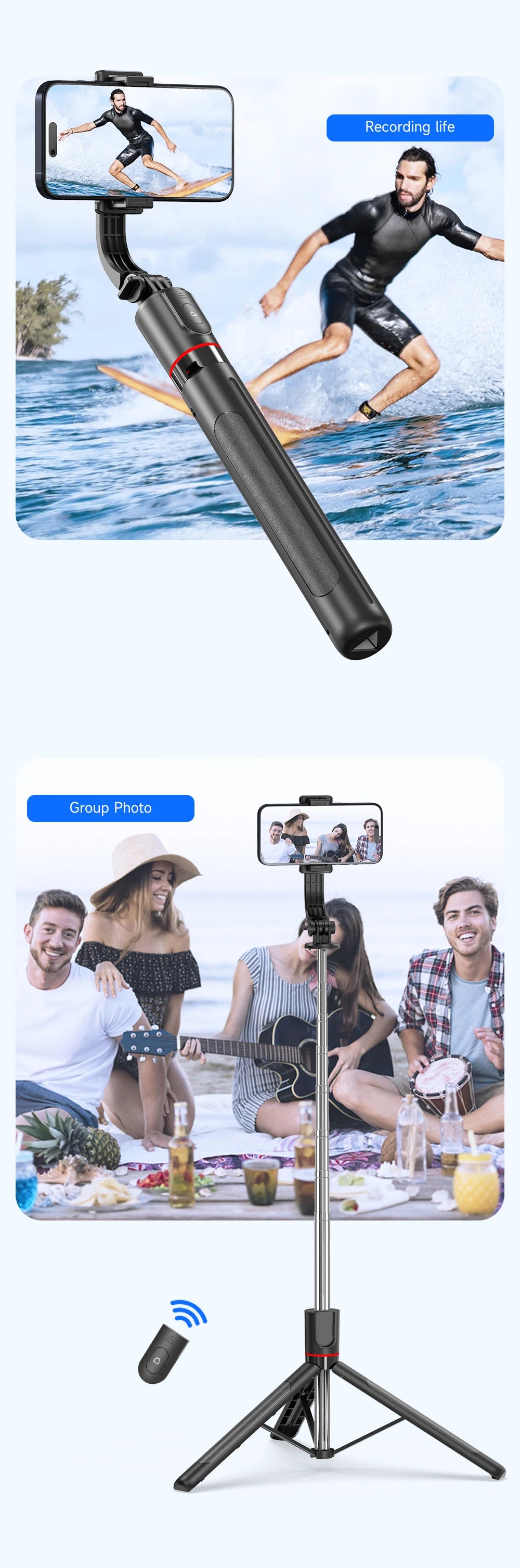 F15 68” Tripod & Selfie Stick with Wireless Remote – 360° Rotation Phone Stand for TikTok, Vlogging & Photography 📱🎬