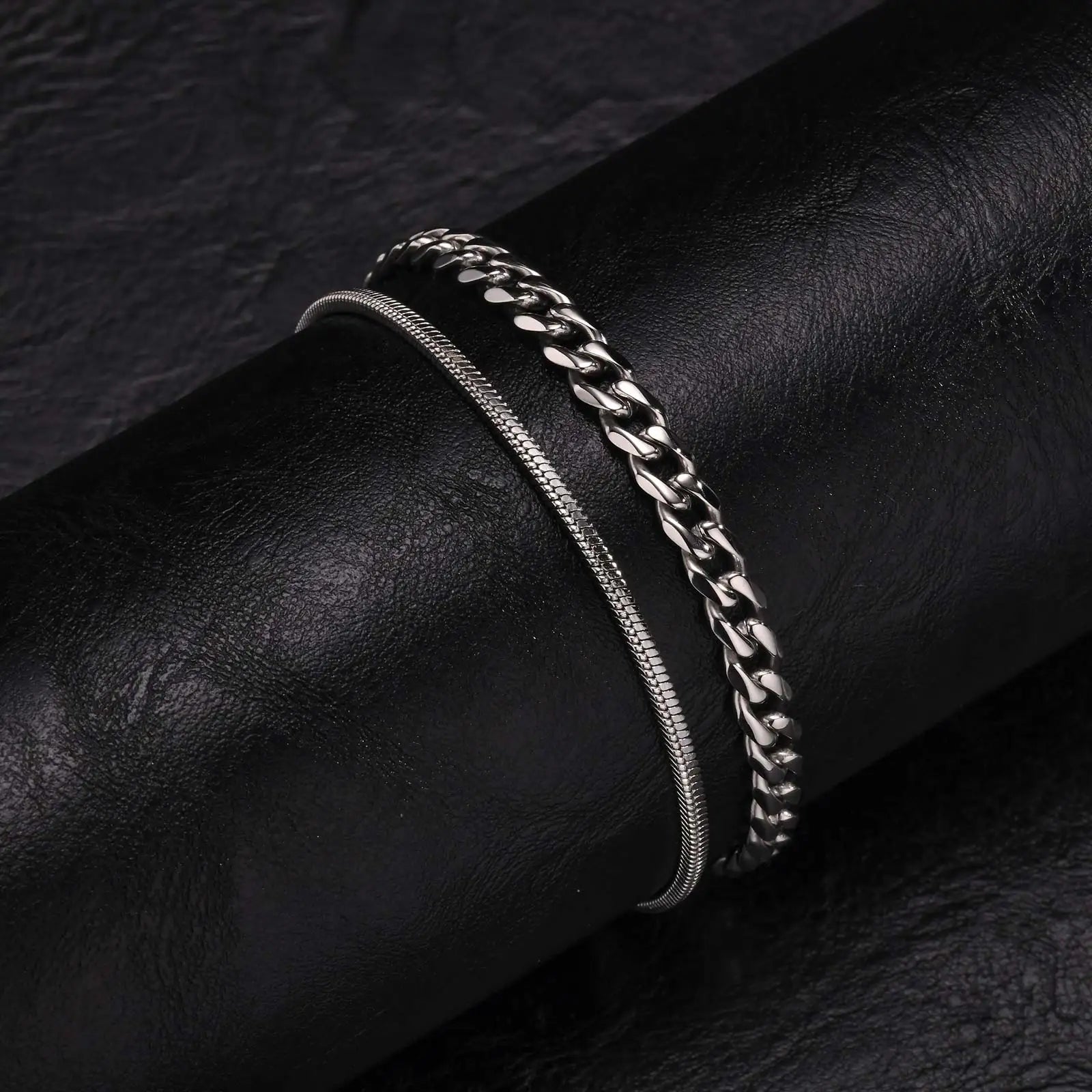 ✨ Premium Cuban Link Bracelet Set – Men’s Stainless Steel Chain (Gold/Silver/Black) ✨