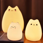 Cute Cat Baby Night Light 🐱✨ – 7 Colours, Touch, Soft Silicone • USB Rechargeable