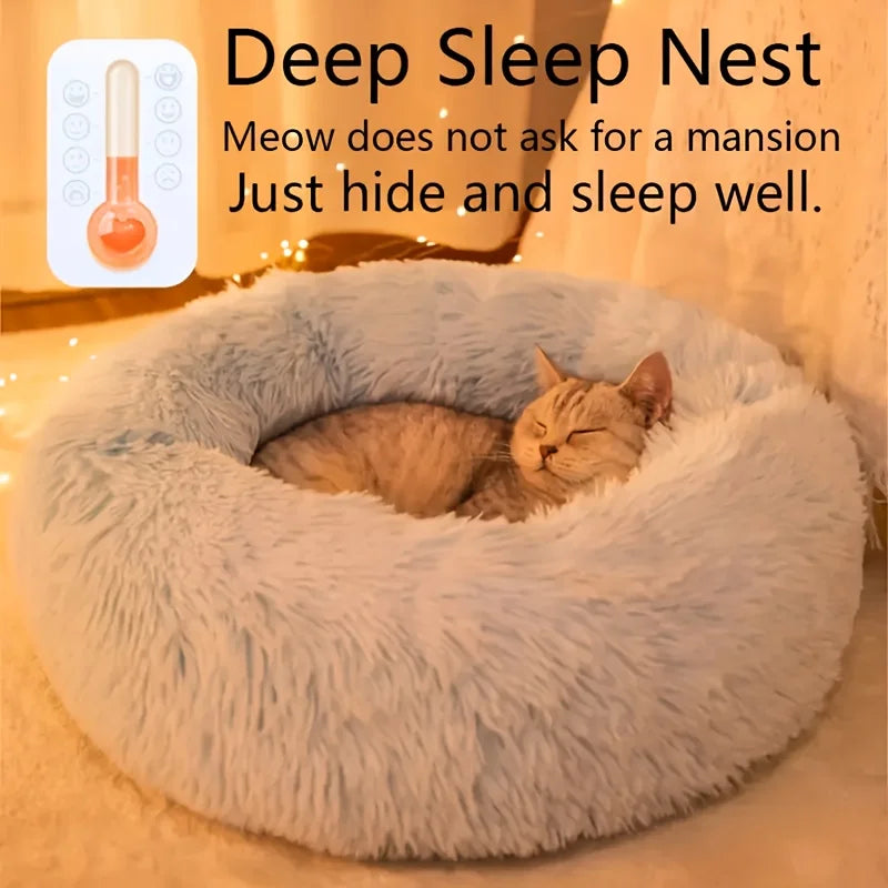 Soft Nest Bed for Dogs and Cats - Ultra-Soft Round Plush Kennel