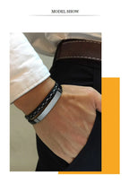 🔥 Leather & Steel Men’s Bracelet – Bold Minimalist Style 💥