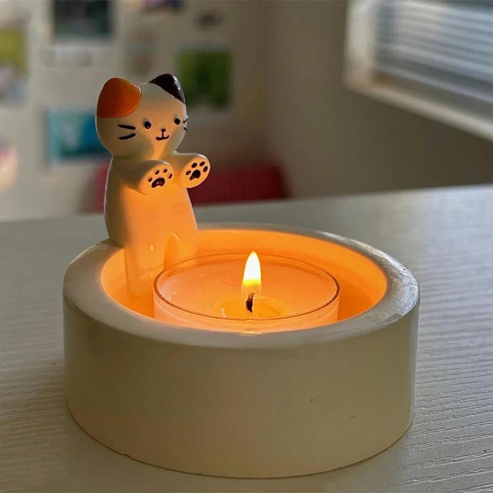 Ceramic "Cute Cat" Candle Holder - Cute Home Decoration 🐱🕯️