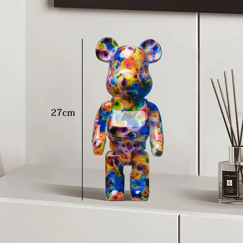 🧸✨ Graffiti Bear Resin Statue – 27cm Artistic Decor Figurine