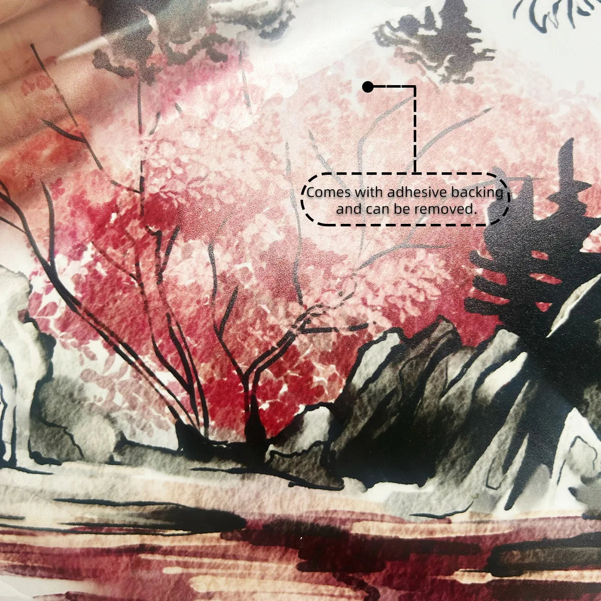 🌄 Chinese Ink Landscape Wall Stickers – 3-Piece Set