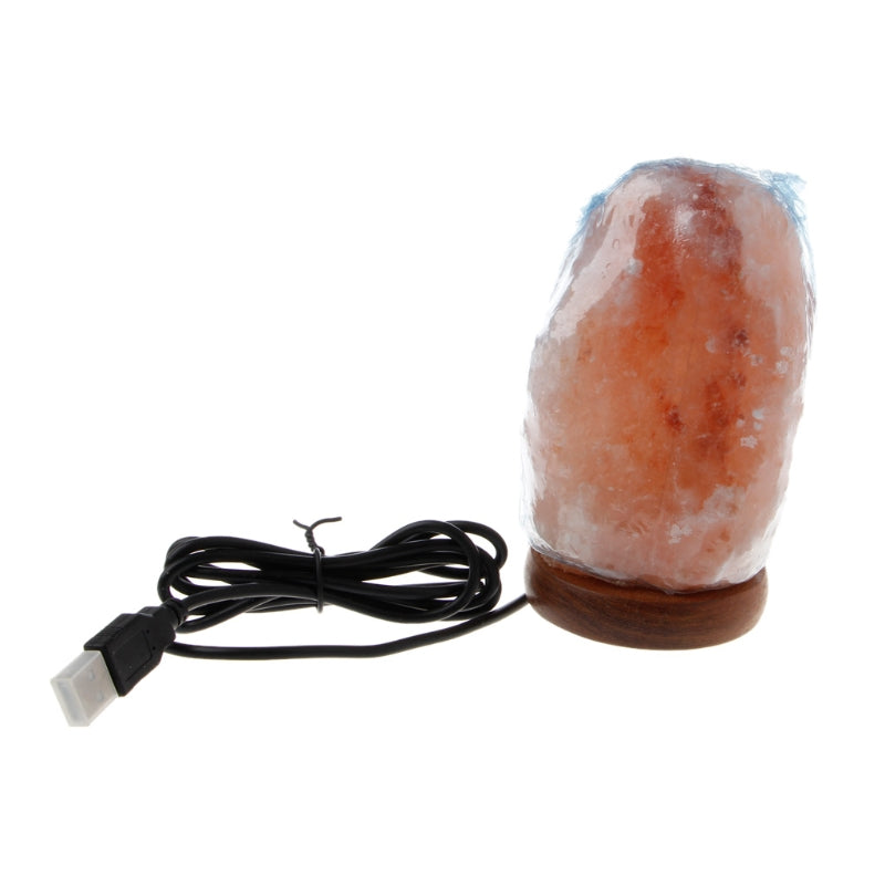 USB Himalayan Salt Lamp with Wooden Base - Multicolour LED 🌈✨