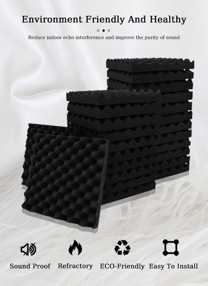 Premium Acoustic Foam Panels 🎙️🔇 | High-Density Soundproof Wall Tiles | Studio, Gaming, Podcast, Home Setup