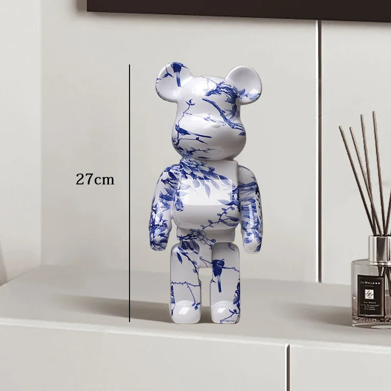 🧸✨ Graffiti Bear Resin Statue – 27cm Artistic Decor Figurine