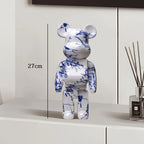 🧸✨ Graffiti Bear Resin Statue – 27cm Artistic Decor Figurine