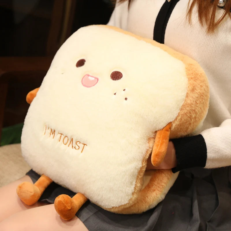 🍞 Cute Toast Plush Pillow – 35cm Cartoon Bread Cushion