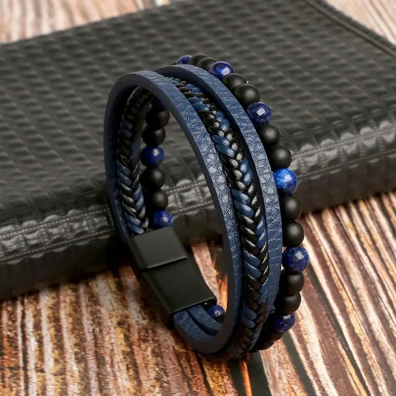 🔥 Leather Wrap Bracelet – Men’s Multi-Layer Wristband (108 Styles) 🔥