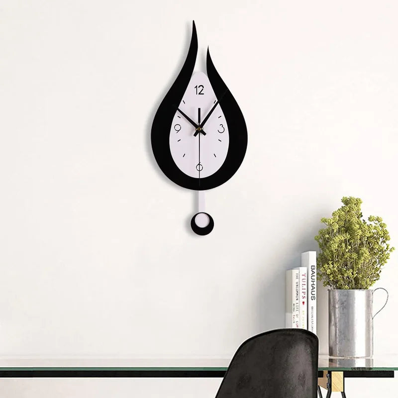 🕒 Drop-Shaped Wall Clock - Black & White Modern Design