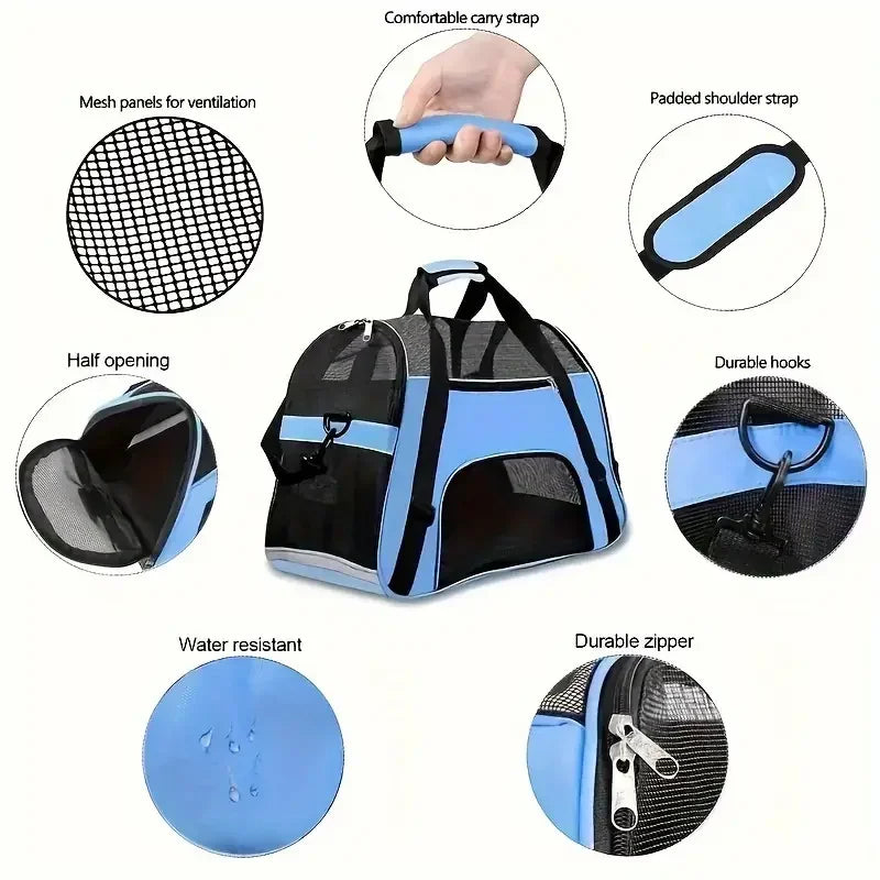 🐾 Soft Canvas Pet Carrier – Lightweight & Breathable Travel Bag