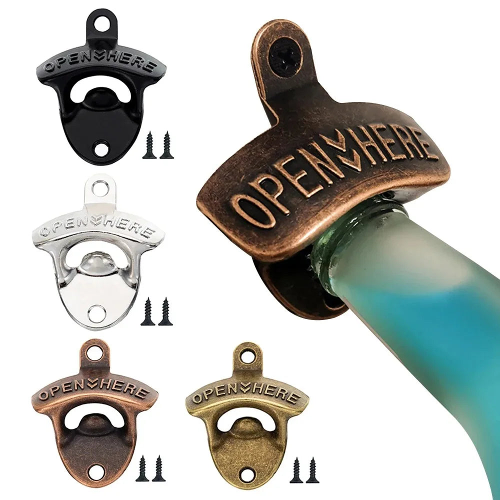 🍺🔩Vintage Zinc Alloy Wall Bottle Opener - Retro Style, Wall Mounting
