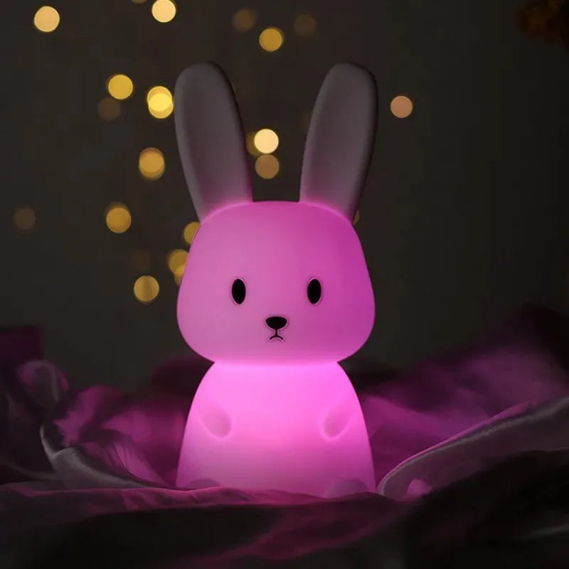 🐰 LED Night Light – Cute Silicone Rabbit Touch Lamp