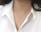 ✨ Crystal Circle Pendant Necklace – Elegant Minimalist Jewelry ✨