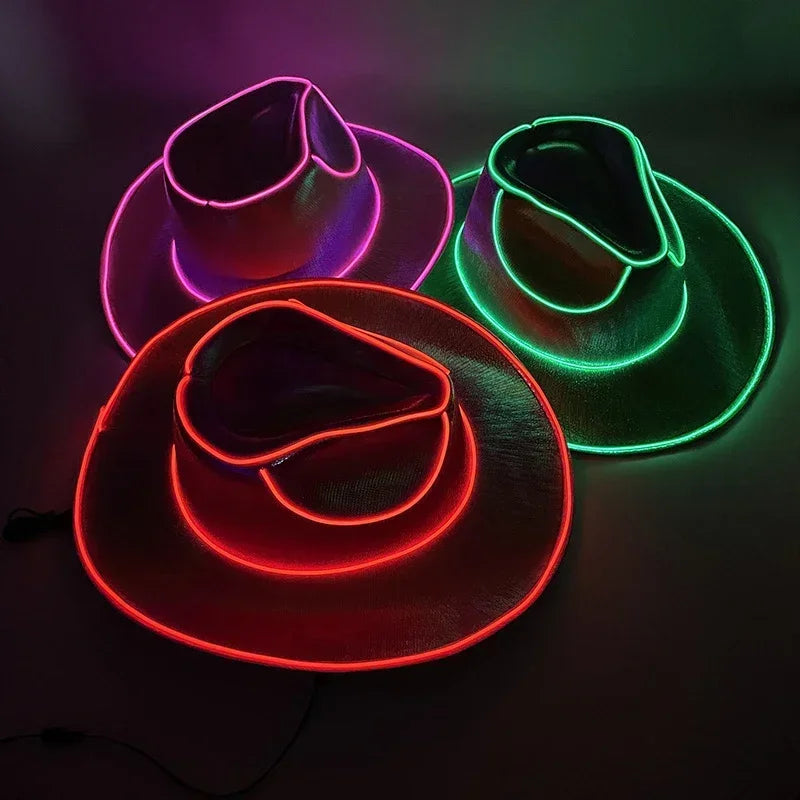 ⭐ ✨ LED Light-Up Cowboy Hat – Colorful Western Party Glow ✨